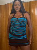 Maria halter top turquoise /brown