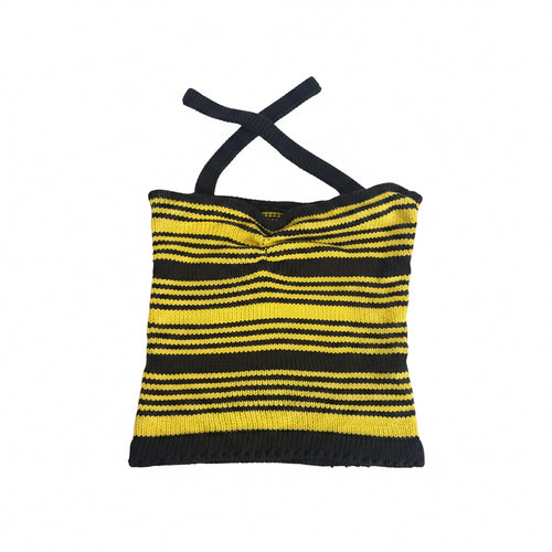 Maria knit halter top brown/yellow